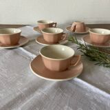 5 Villery & Boch pink coffee cups & saucers