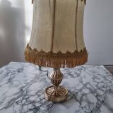 Brass lamp with vintage mother-of-pearl lampshade