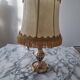 Brass lamp with vintage mother-of-pearl lampshade