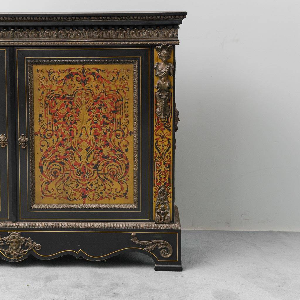 Boulle sideboard vintage French Renaissance style hand-painted 19th century