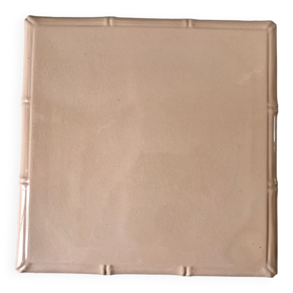 Dessous de plat en faïence rose effet bambou digoin sarreguemines années 50