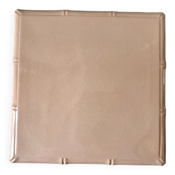Pink earthenware trivia with bamboo effect Digoin Sarreguemines 50s