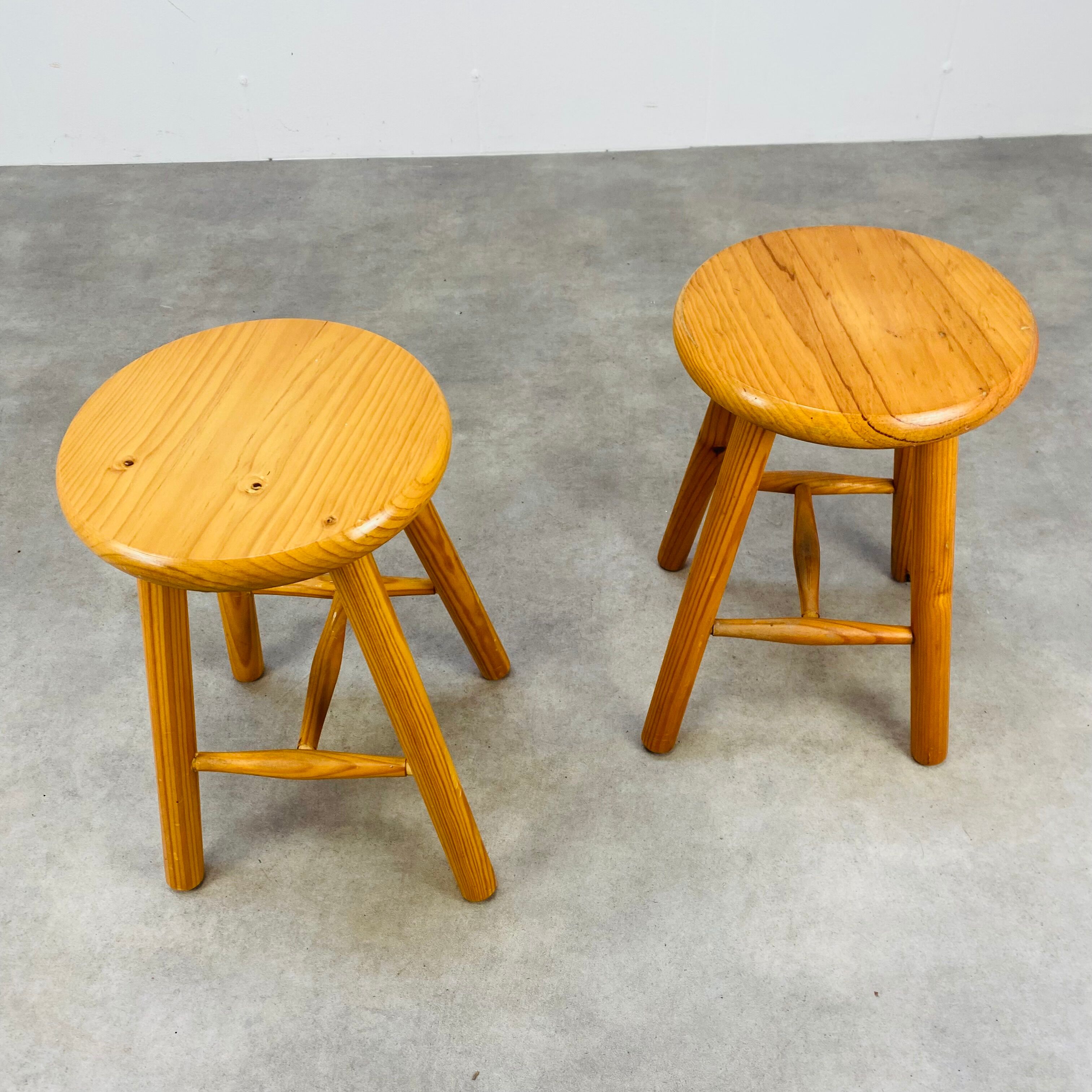 Pair of vintage pine stools