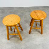 Pair of vintage pine stools