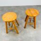Pair of vintage pine stools