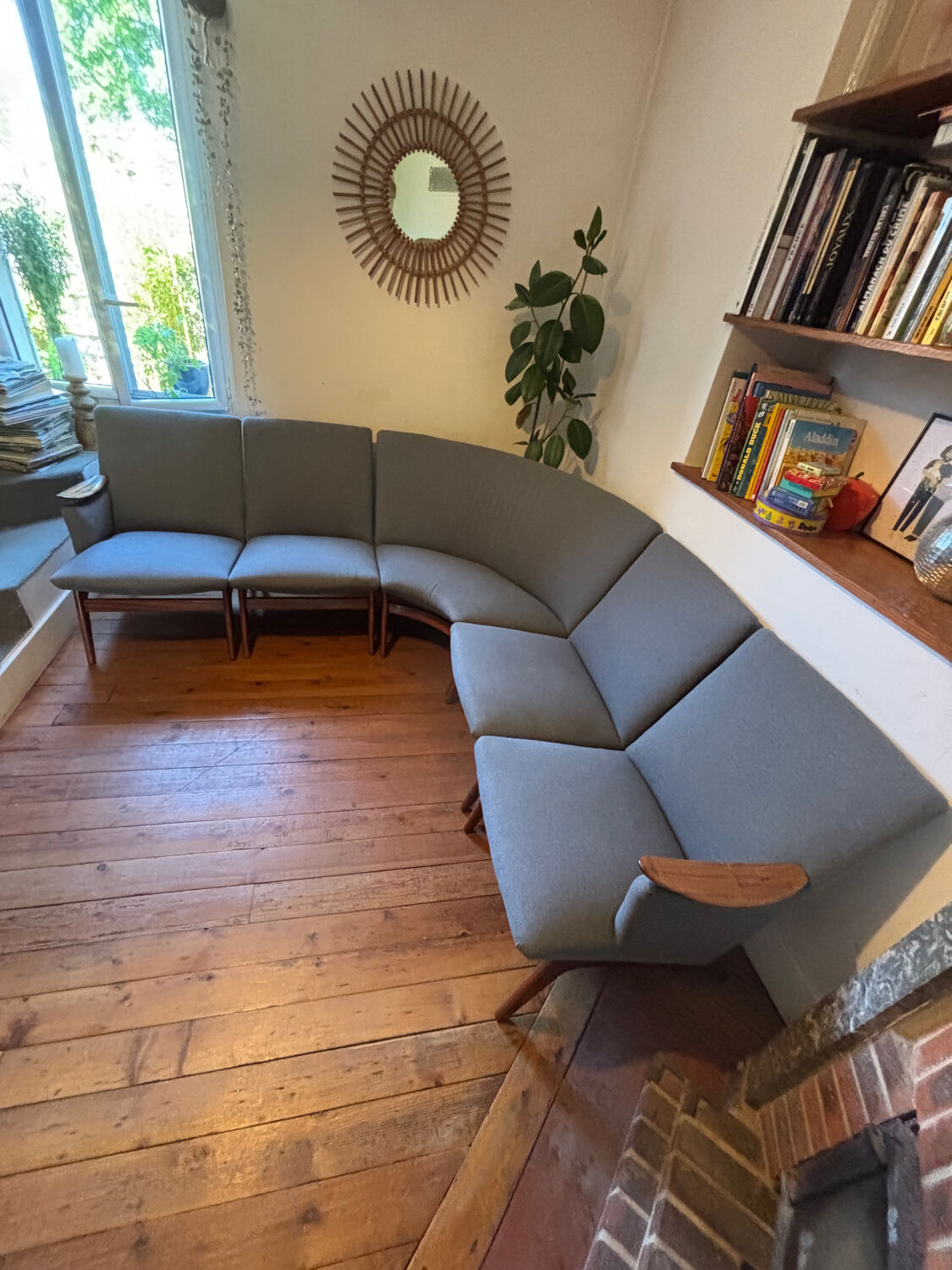 Vintage Scandinavian bench – Karl Sørlie & Sønner – restored, fabric