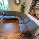 Banquette scandinave vintage – Karl Sørlie & Sønner – restaurée, tissu