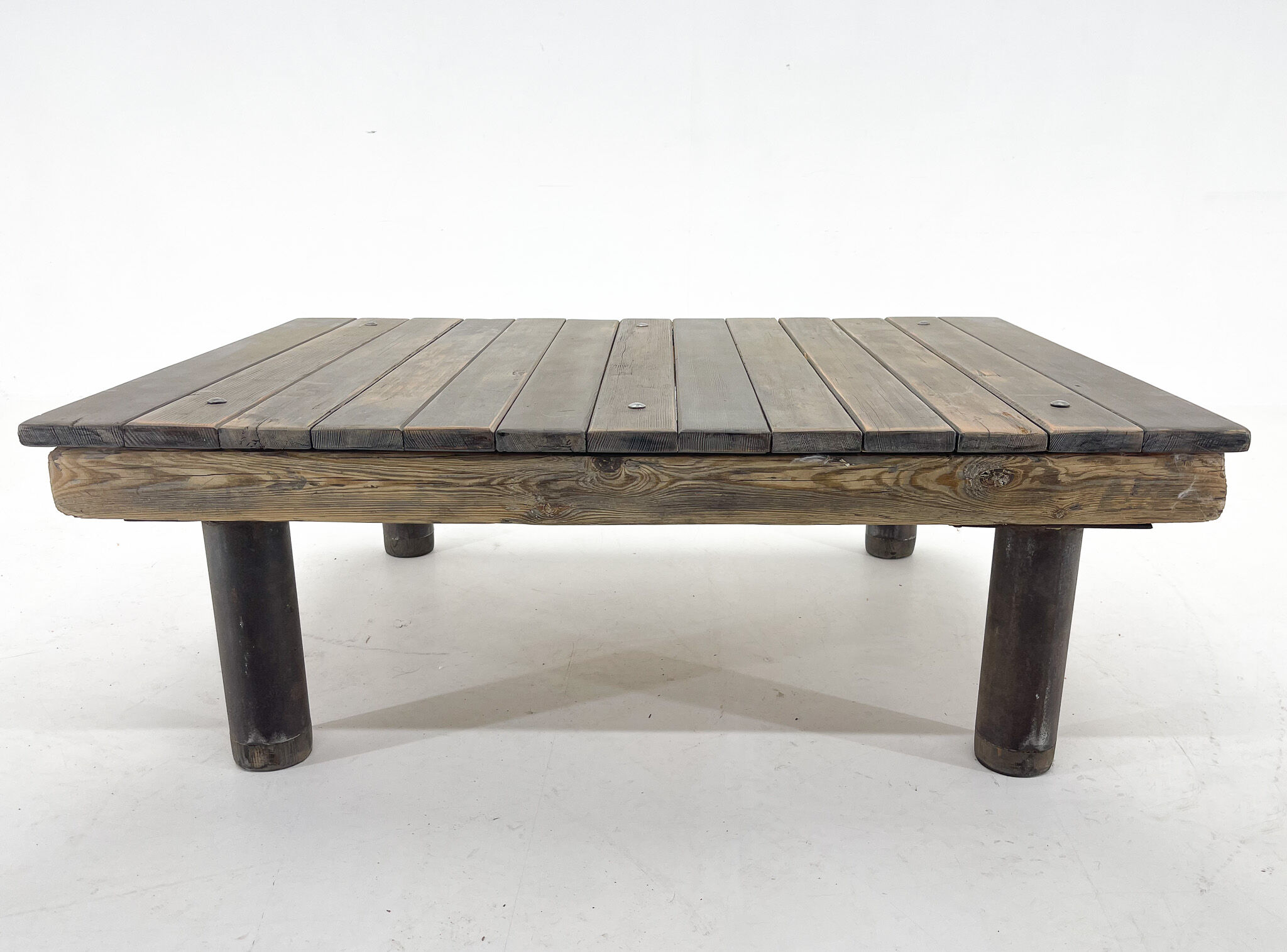 1950's vintage industrial wood & iron coffee table