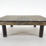 1950's vintage industrial wood & iron coffee table