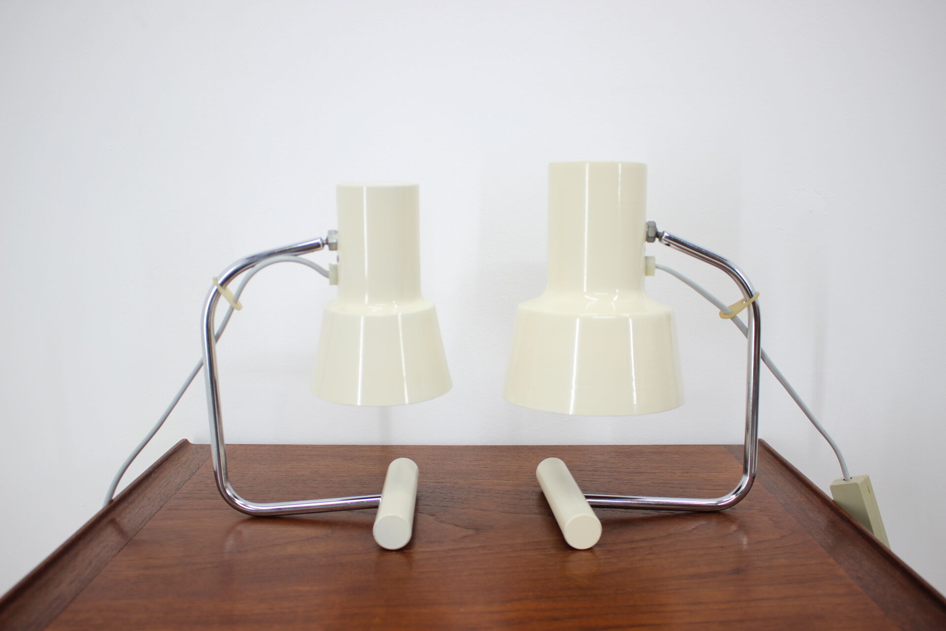 Set of two beige table lamps designed by Josef Hůrka for Napako 1970