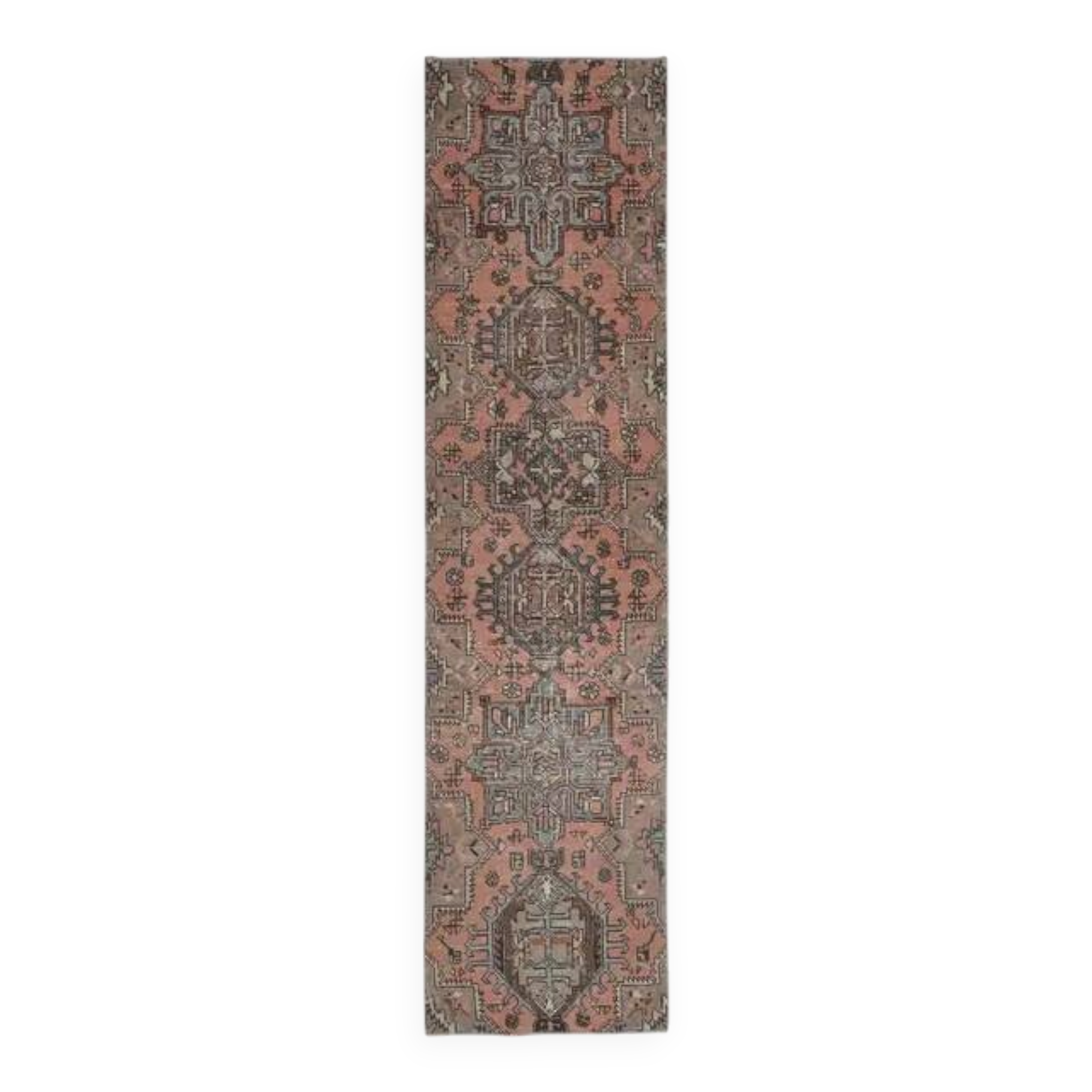 1970s Turkish Oushak Handmade Wool Cotton Orange Runner Rug 78x327