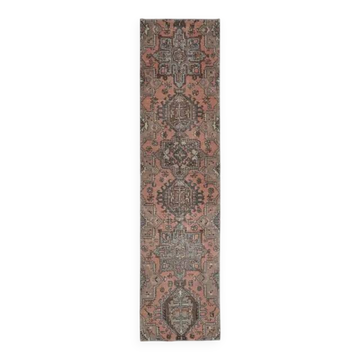1970s Turkish Oushak Handmade Wool Cotton Orange Runner Rug 78x327