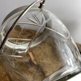 Pot à biscuits en verre ciselé et métal