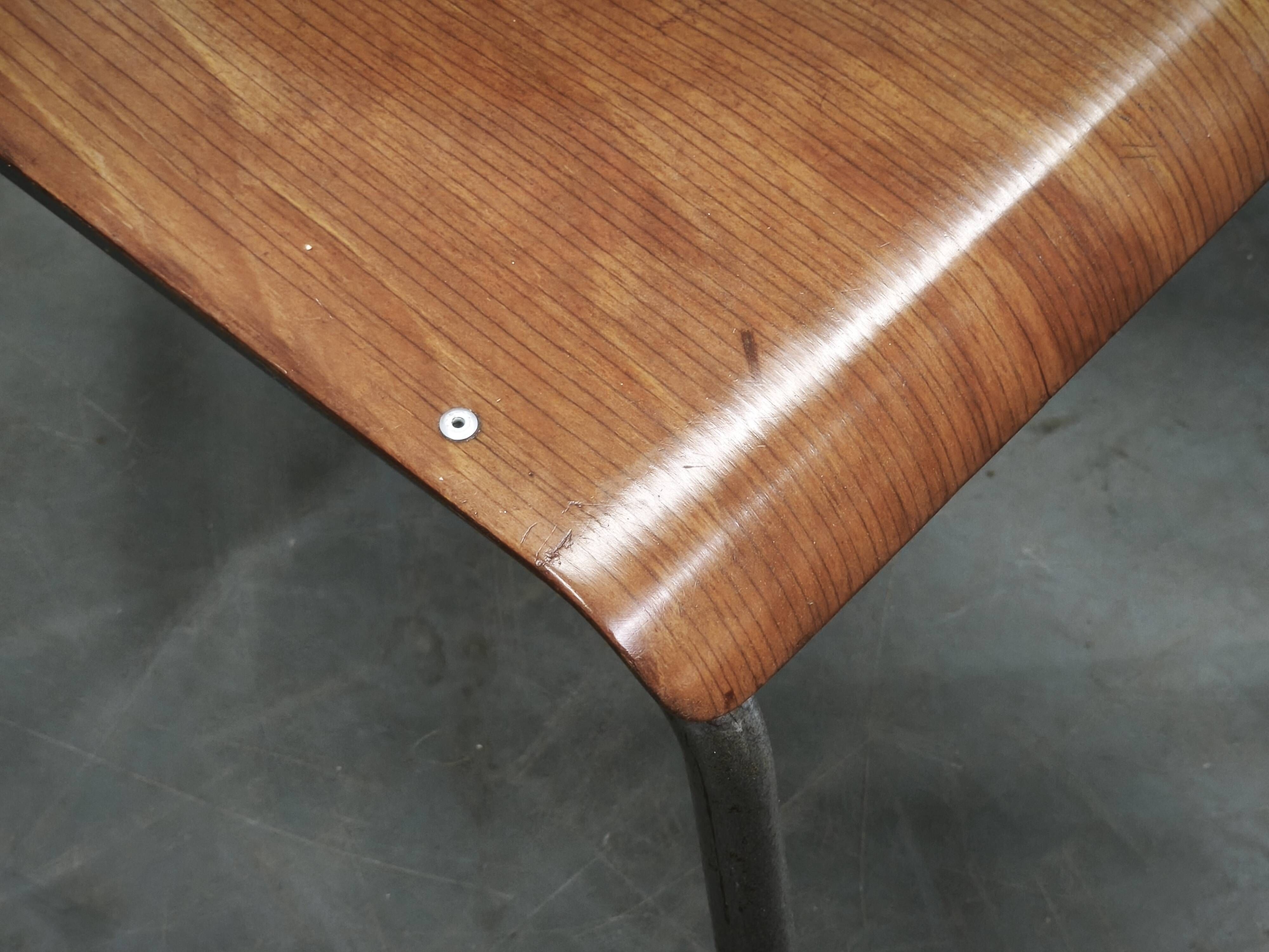 Set of 6 Gispen 106 Dutch Industrial Plywood Chairs, 1960s