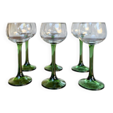 6 Alsatian glasses, green footed Roemer