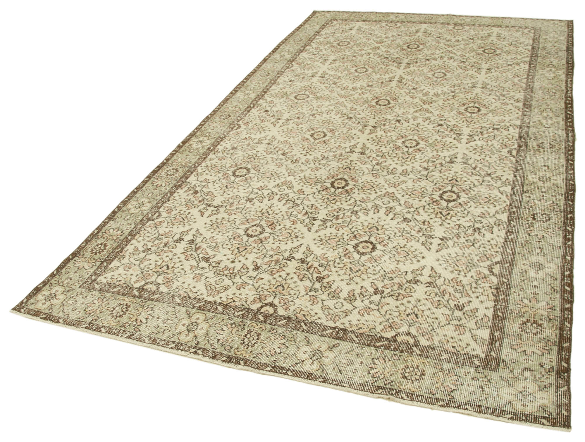 Hand-knotted rustic turkish beige rug 172 cm x 305 cm