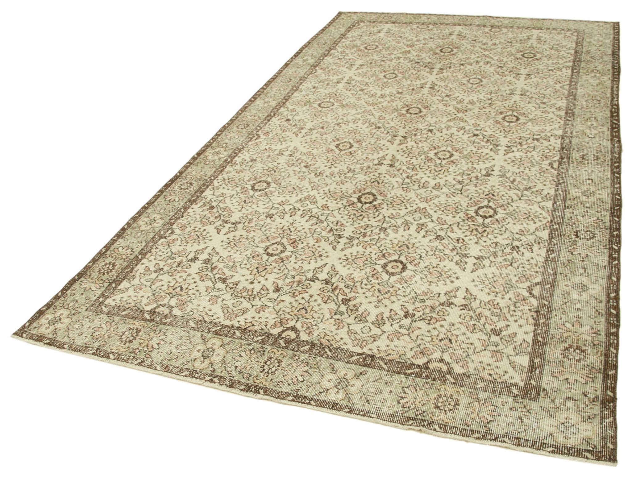 Hand-knotted rustic turkish beige rug 172 cm x 305 cm
