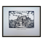Loches, Indre-et-Loire, imprimée en 1933, gravure vintage.