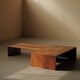 Pair of nesting coffee tables in solid wood, around 1980.