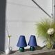 Pair of green and blue wooden ball lamps