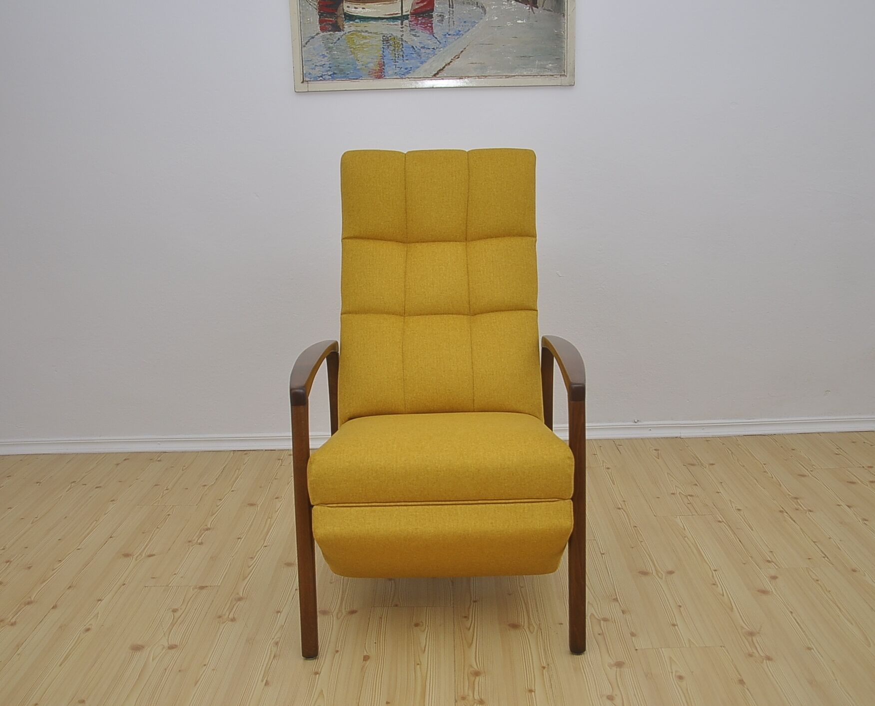 Mid-century armchair with folding footrest, 1960s
