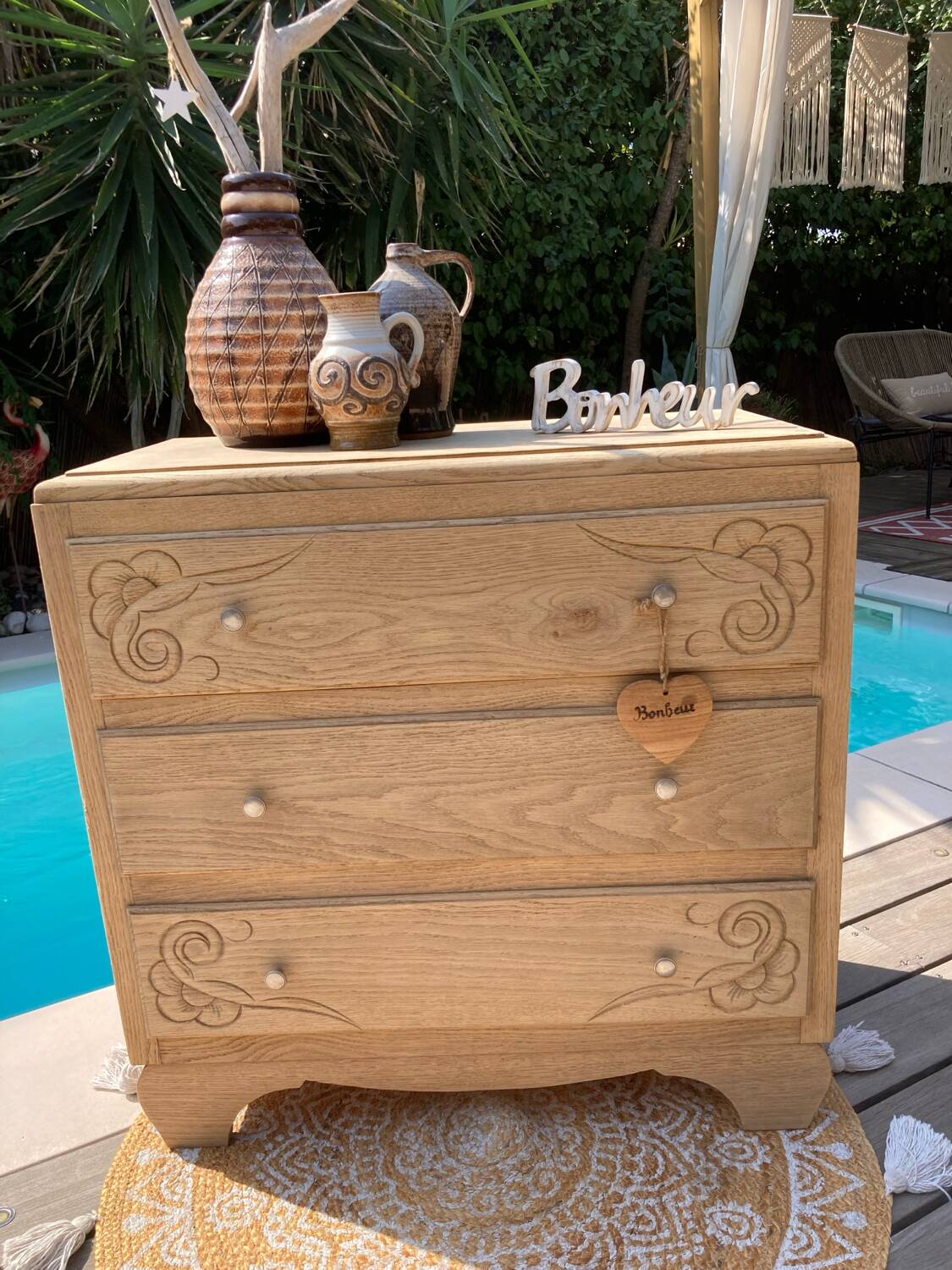 ART DÉCO chest of drawers in raw oak with beautiful mouldings