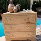 ART DÉCO chest of drawers in raw oak with beautiful mouldings