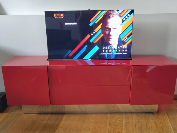 Buffet ''élégance'' Roche- Bobois meuble TV home cinema avec sa TV 48