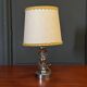 1950s lamp made up of two glass balls and a stainless steel base