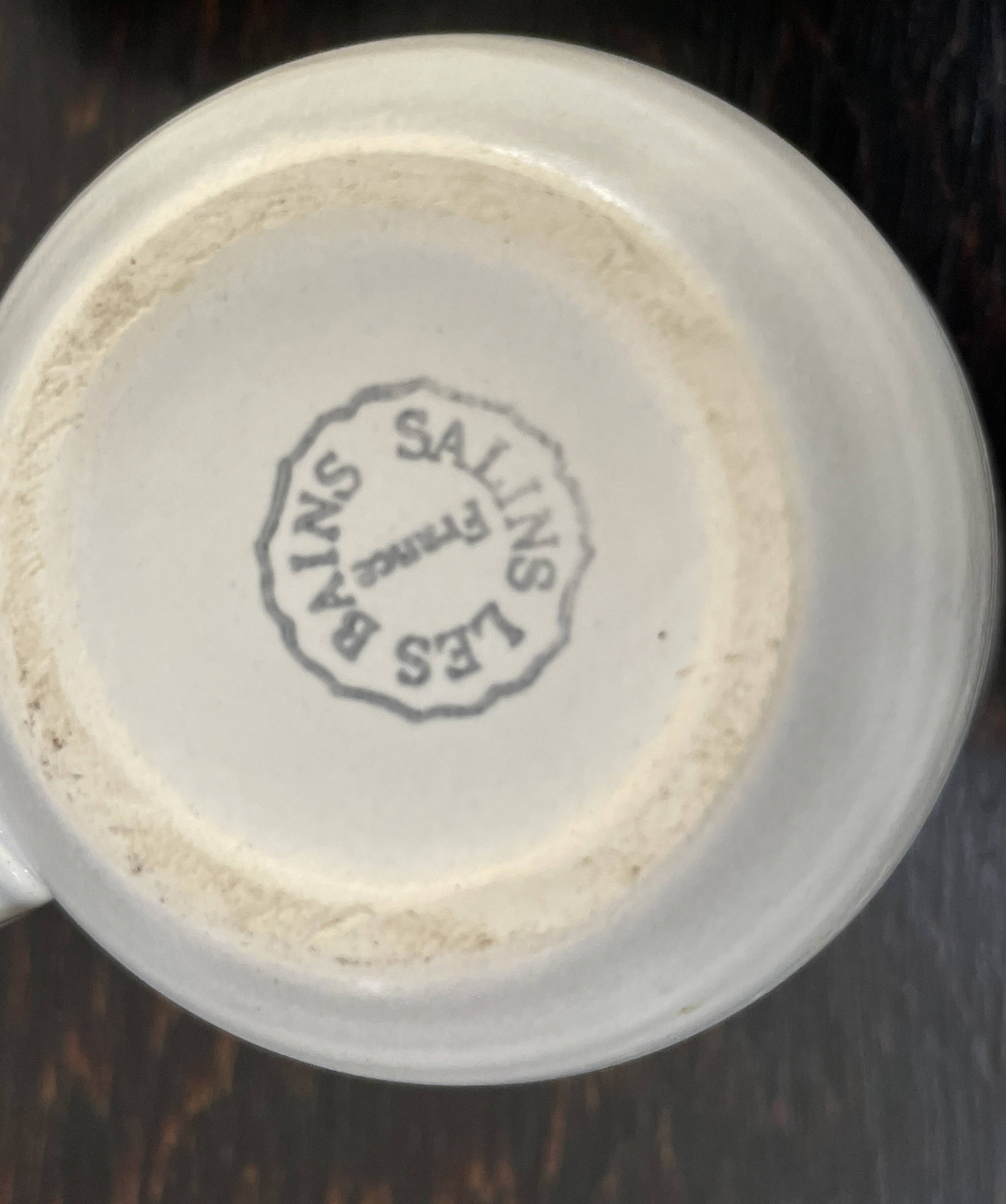Set of 4 cups and saucers + milk jug - Stoneware - Salins-France - 70s