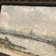 Watercolor old shore golden frame