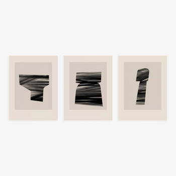 Set of 3 abstract giclee prints, 50x70