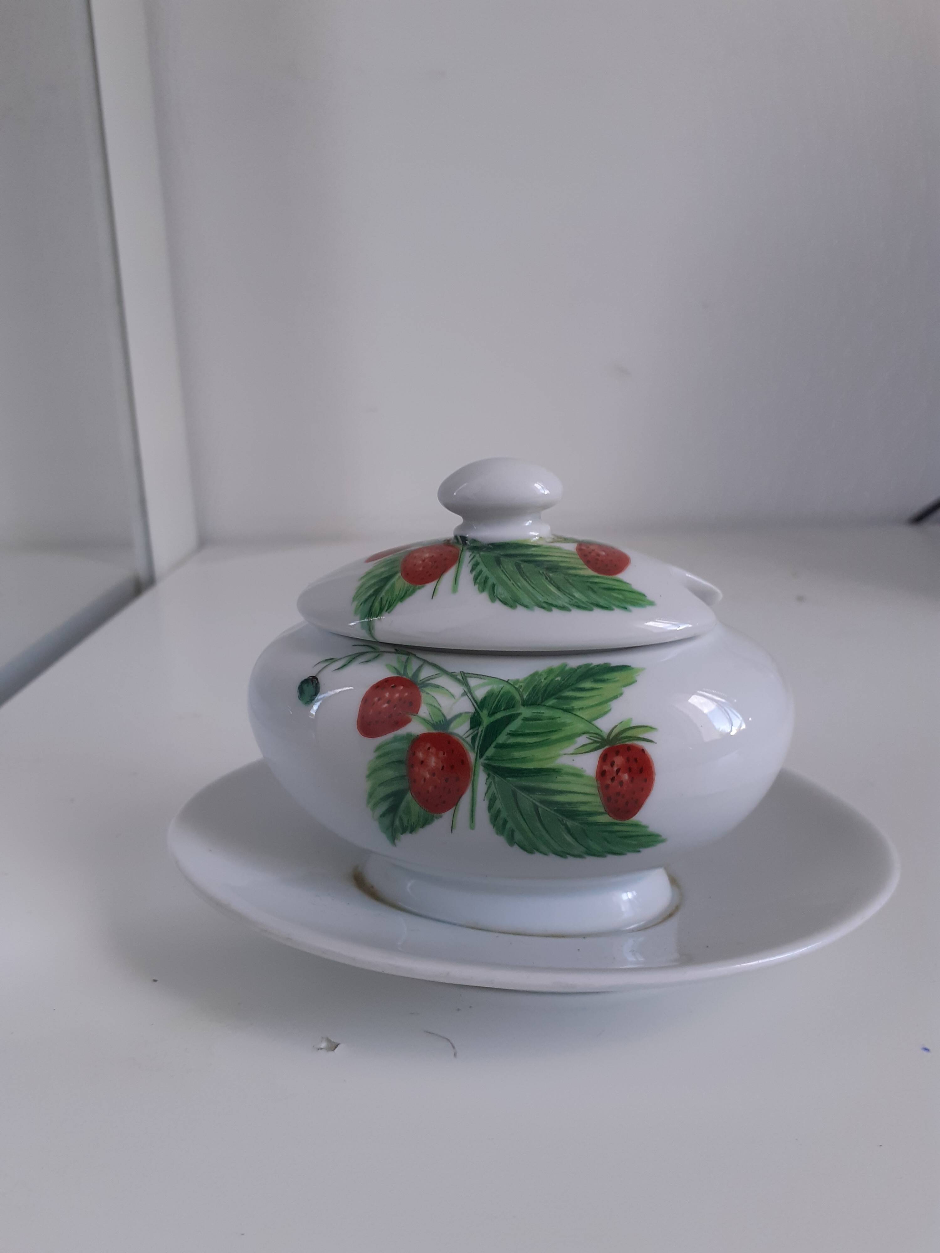 MUSTARD POT PORCELAIN FROM PARIS decor Wild Fruits