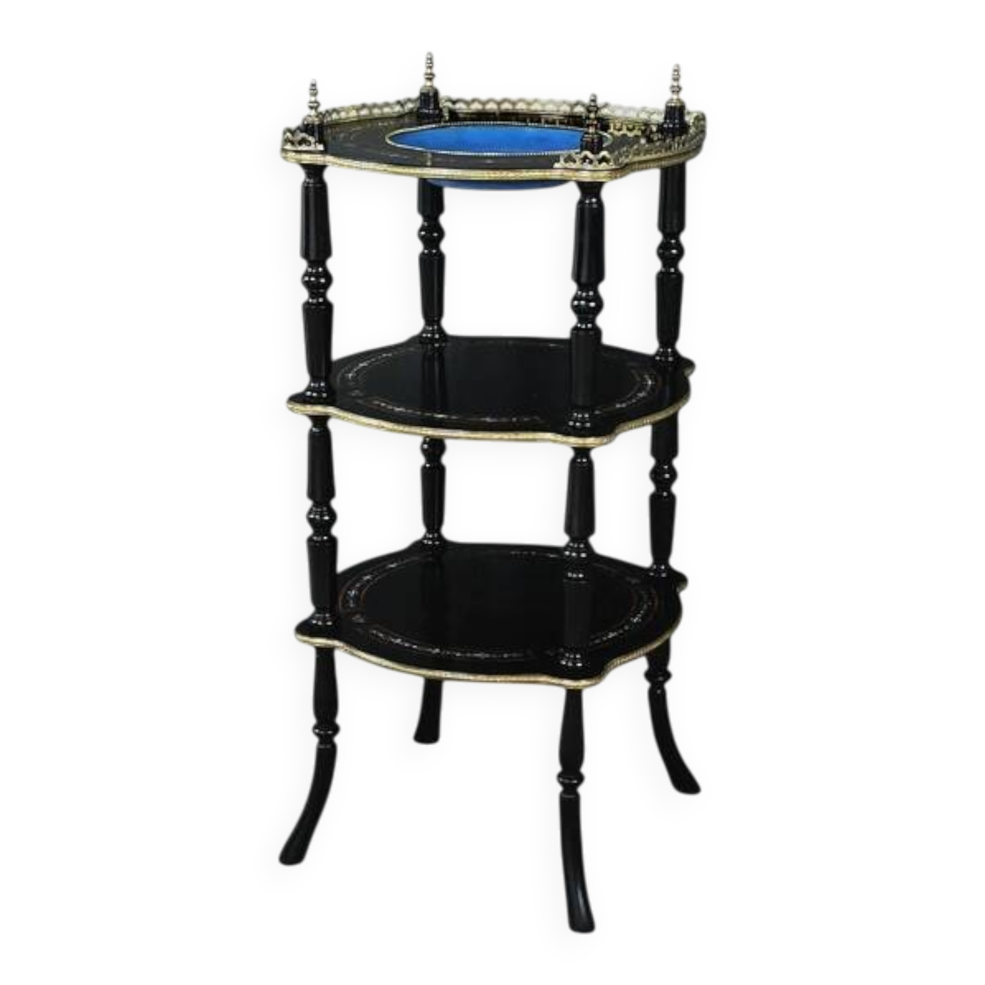 Blackened wooden stool, "Portrait of Louis XVI", Napoleon III - 19th century