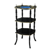 Blackened wooden stool, "Portrait of Louis XVI", Napoleon III - 19th century