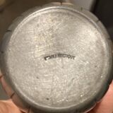 Small pewter vase, roses, signed Petizon