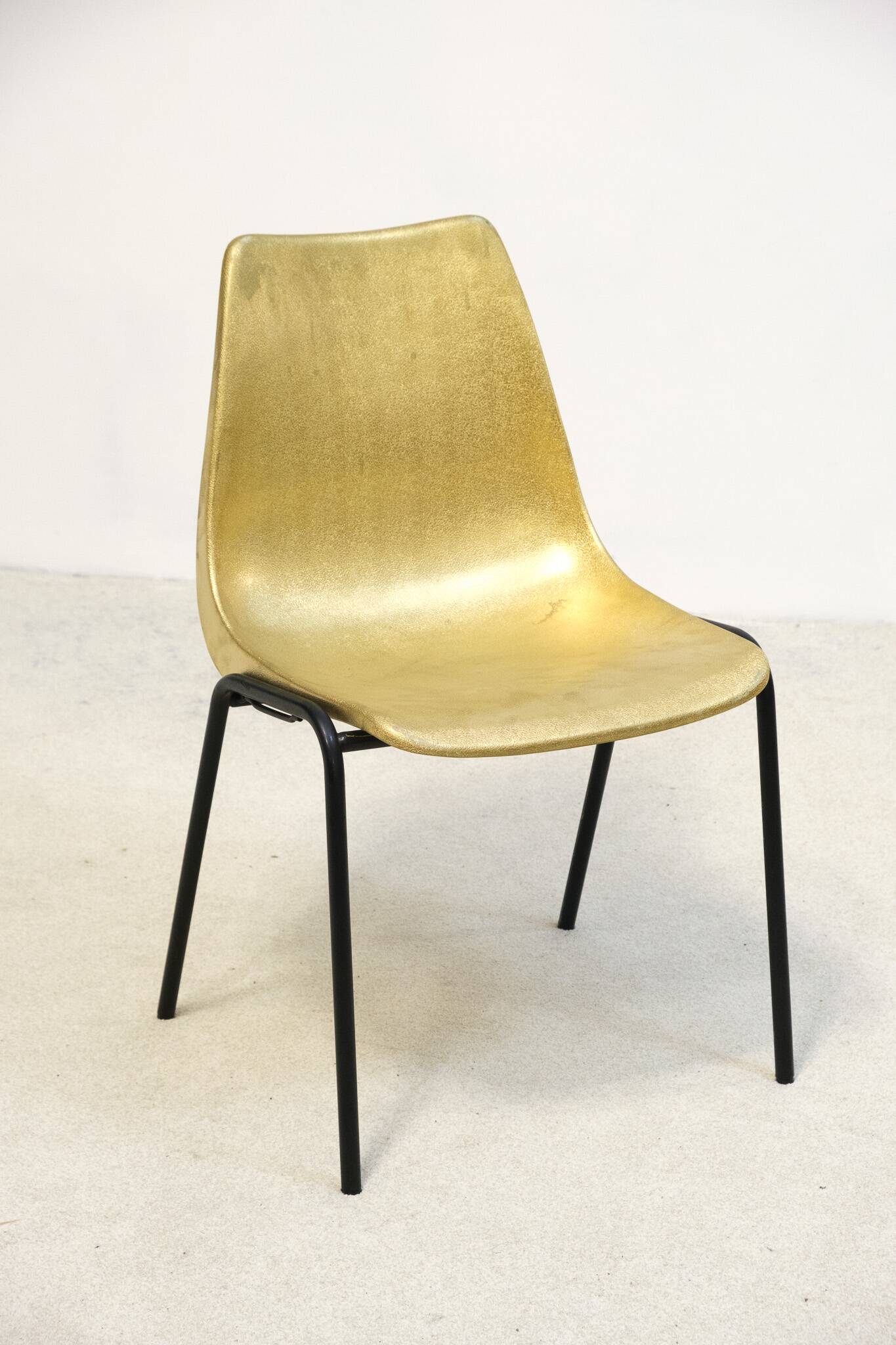 Vintage golden molded stacking chair from Hiller, Germany