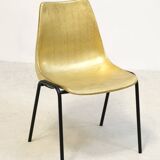 Vintage golden molded stacking chair from Hiller, Germany