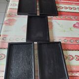 Set of 5 used rectangular wooden serving trays