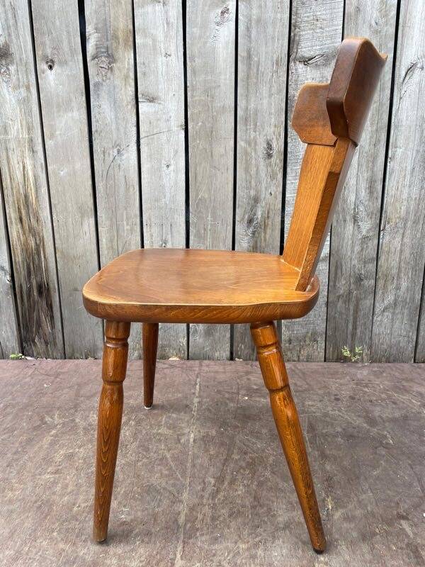 Vintage Brutalist Stube solid wood dining chair
