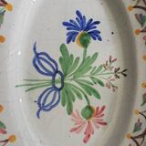 Plat antique ovale bouquet de fleurs