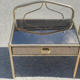 Set of 2 bedside tables in chrome-plated brass with mirrored glass effect, 1977