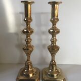 Pair of Victorian candle holders in gilded bronze