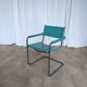 Vintage Mart Stam Style Armchair: Turquoise Leather, Black Chrome Cantileve