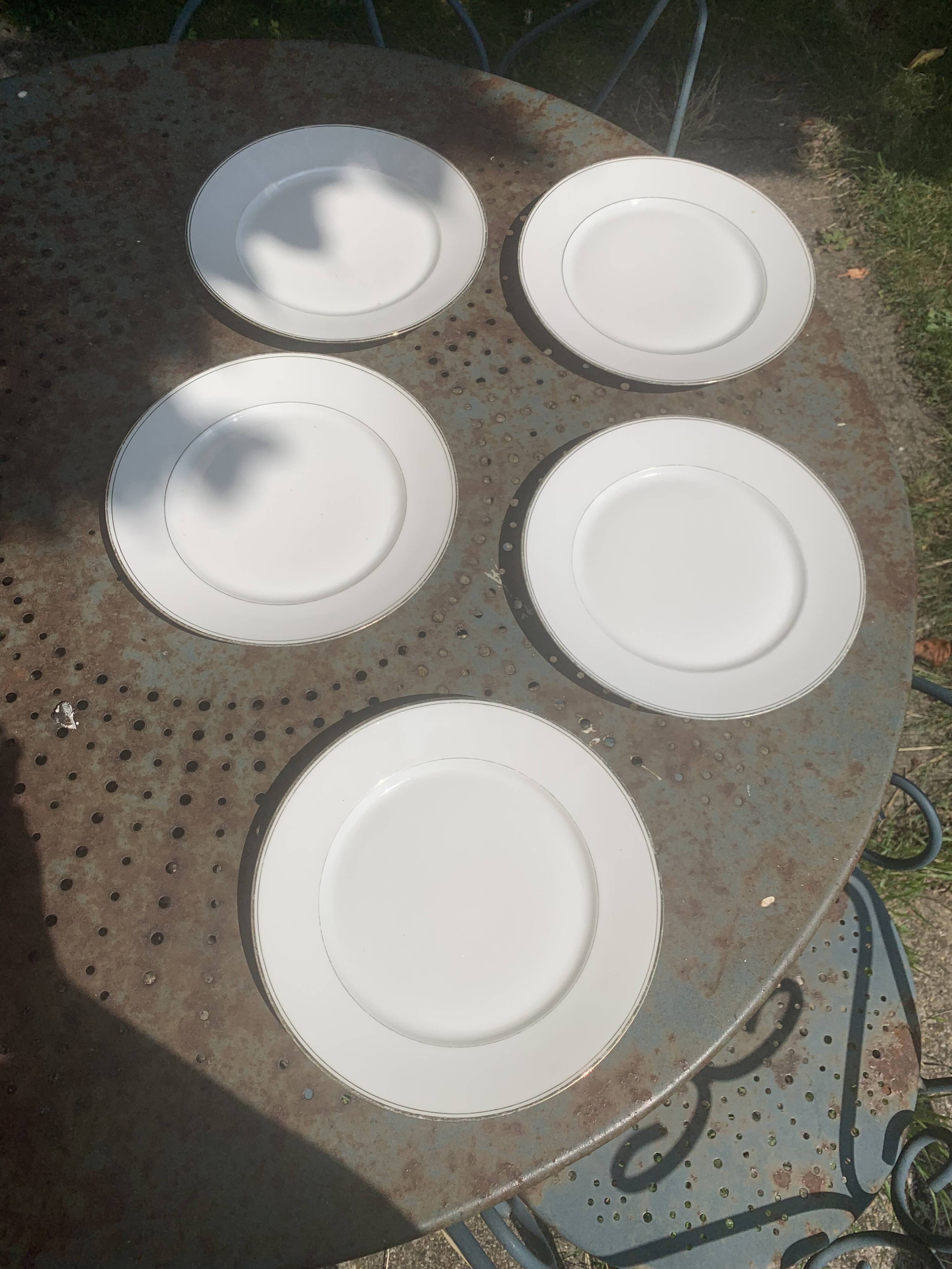 5 Limoges porcelain dinner plates stamped Limoges France
