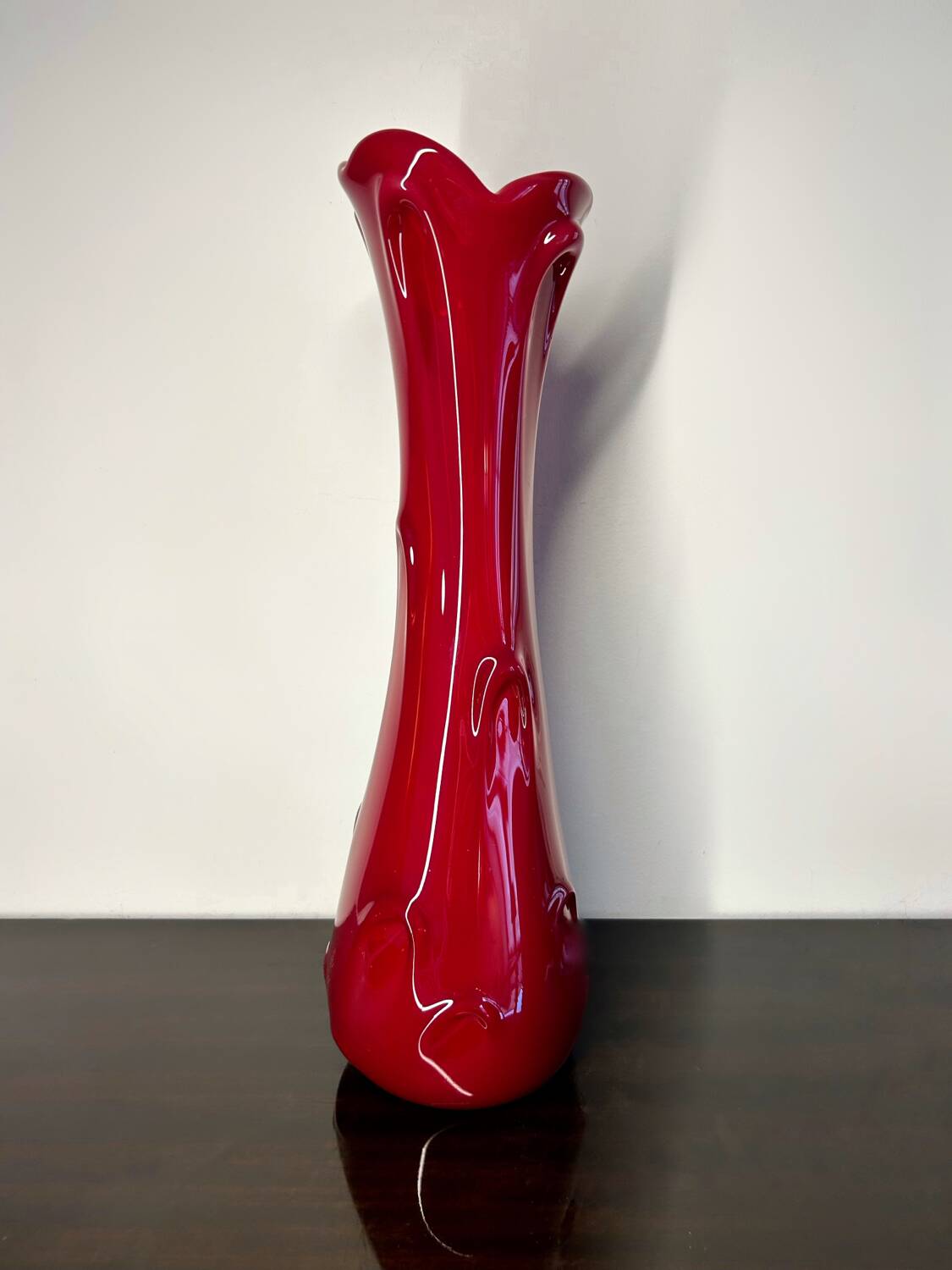 Vintage red Murano soliflore vase