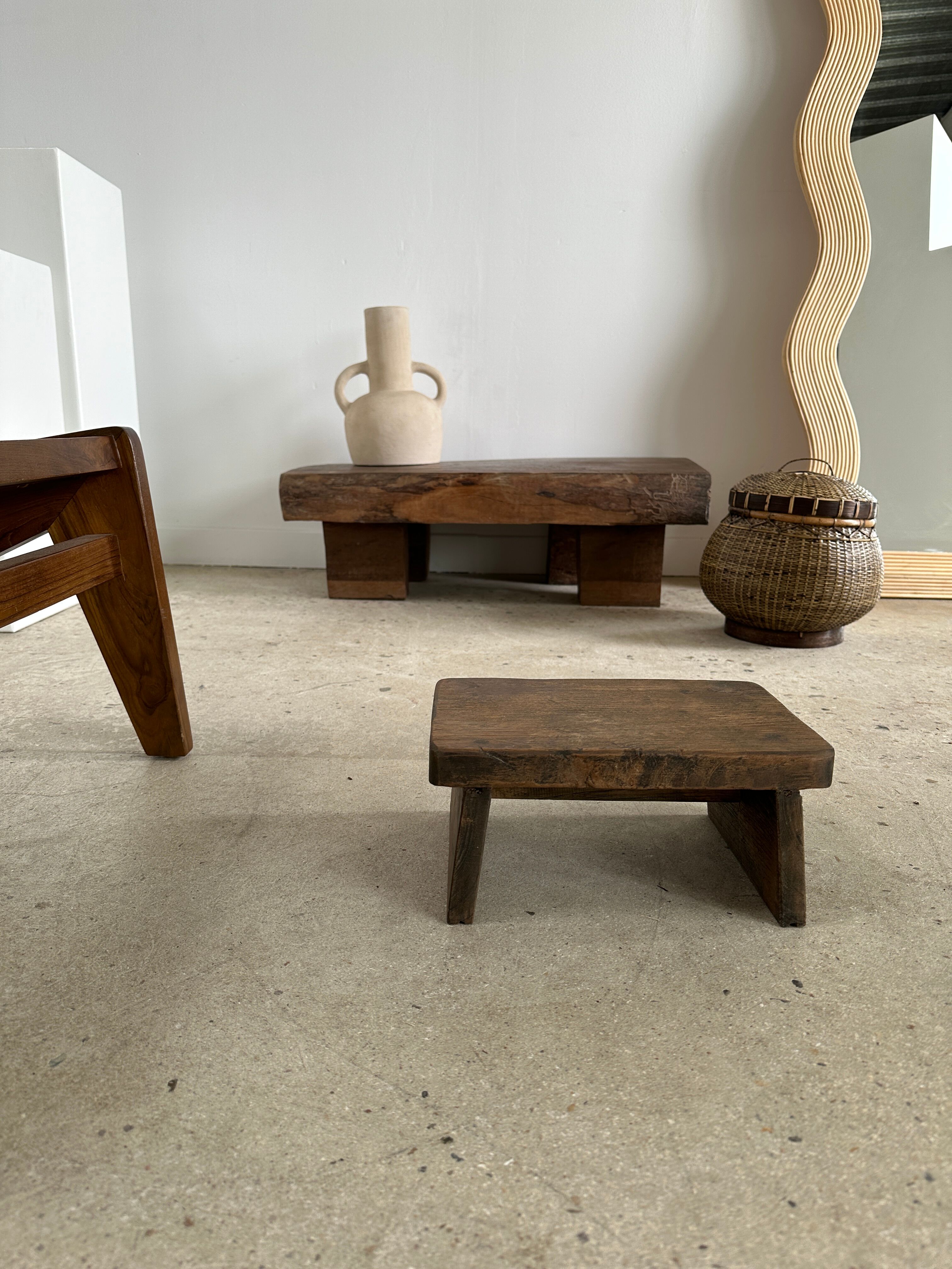 Asian solid wood quadripod brutalist coffee table H30 L81 l42