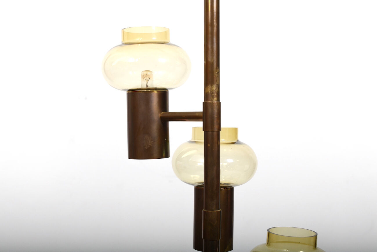 Mid century danish 6 arms brass-chandelier c.1960