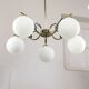 Mid-Century Modern Italian Brass and Opaline Chandelier, 1960