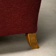 Pair Danish cabinetmaker Art Deco Armchairs in burgundy wool fabric